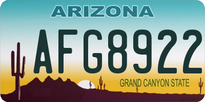 AZ license plate AFG8922