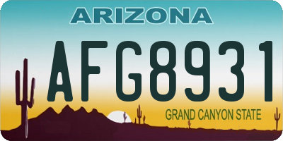 AZ license plate AFG8931