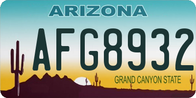 AZ license plate AFG8932