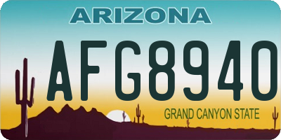 AZ license plate AFG8940