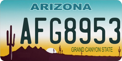 AZ license plate AFG8953