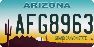 AZ license plate AFG8963