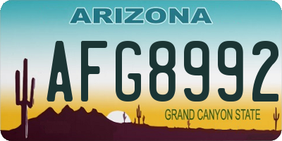 AZ license plate AFG8992
