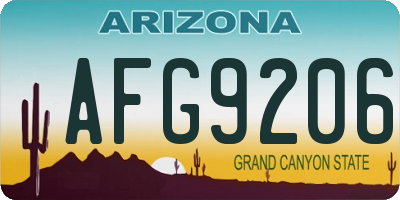 AZ license plate AFG9206