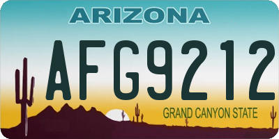 AZ license plate AFG9212