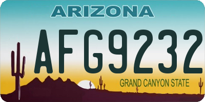 AZ license plate AFG9232
