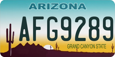 AZ license plate AFG9289