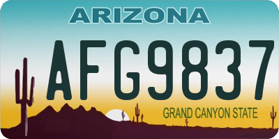 AZ license plate AFG9837