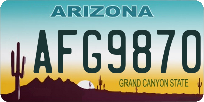 AZ license plate AFG9870