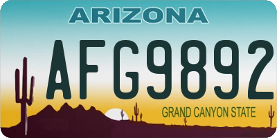 AZ license plate AFG9892