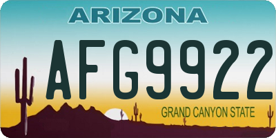 AZ license plate AFG9922