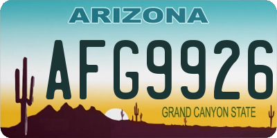 AZ license plate AFG9926