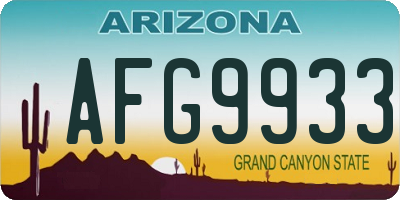 AZ license plate AFG9933
