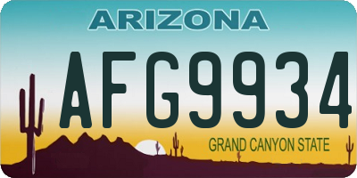 AZ license plate AFG9934