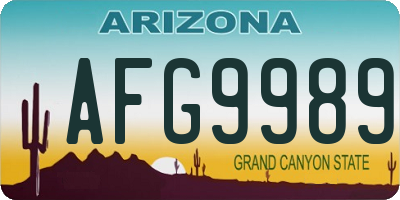 AZ license plate AFG9989