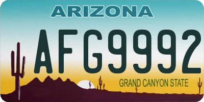 AZ license plate AFG9992