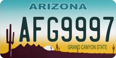 AZ license plate AFG9997