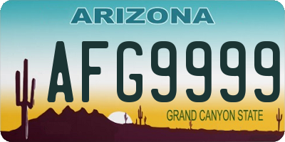 AZ license plate AFG9999