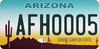 AZ license plate AFH0005