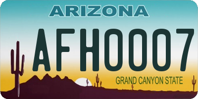 AZ license plate AFH0007