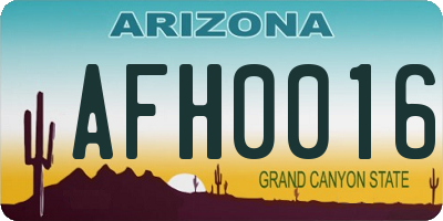 AZ license plate AFH0016