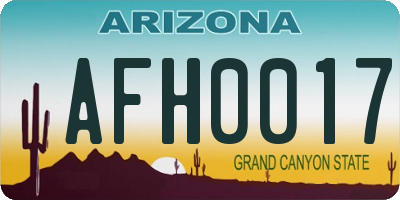 AZ license plate AFH0017