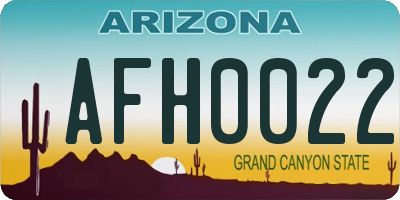 AZ license plate AFH0022