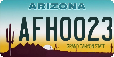AZ license plate AFH0023