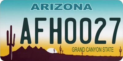 AZ license plate AFH0027