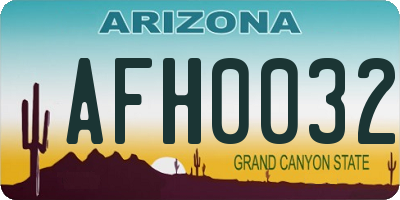 AZ license plate AFH0032