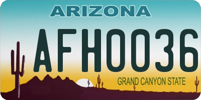 AZ license plate AFH0036