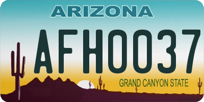 AZ license plate AFH0037