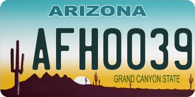 AZ license plate AFH0039