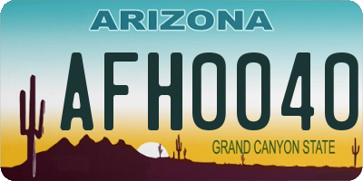 AZ license plate AFH0040