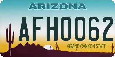 AZ license plate AFH0062