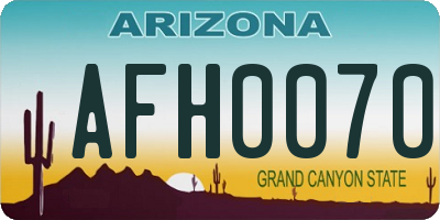 AZ license plate AFH0070