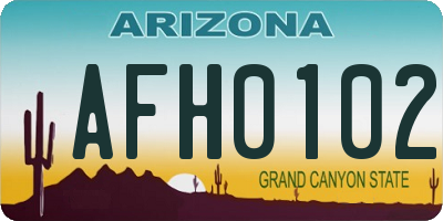 AZ license plate AFH0102