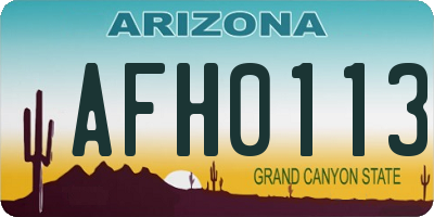 AZ license plate AFH0113