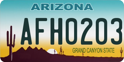 AZ license plate AFH0203