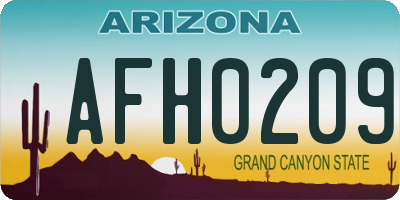 AZ license plate AFH0209