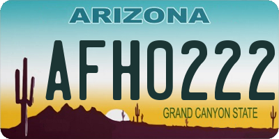AZ license plate AFH0222