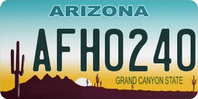 AZ license plate AFH0240