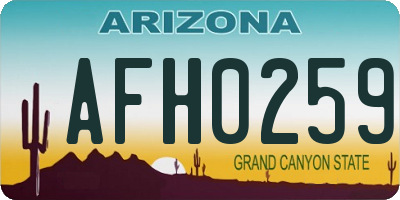 AZ license plate AFH0259