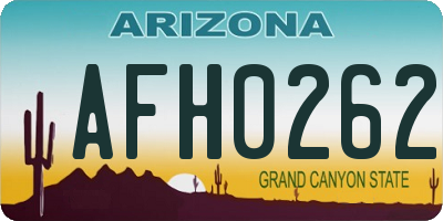 AZ license plate AFH0262