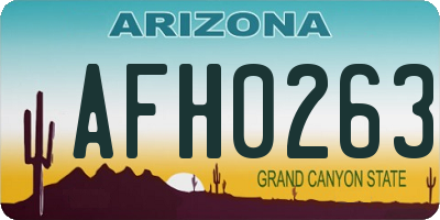 AZ license plate AFH0263