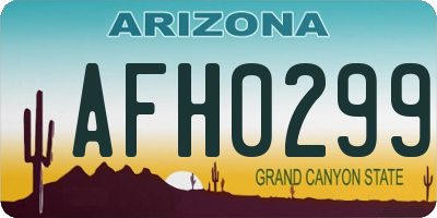 AZ license plate AFH0299