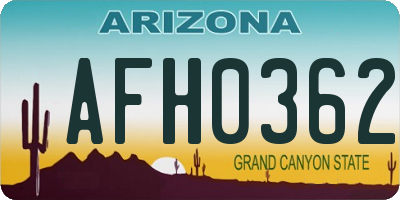 AZ license plate AFH0362