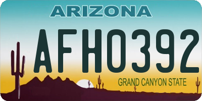 AZ license plate AFH0392