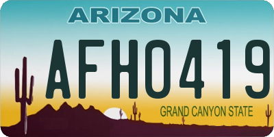 AZ license plate AFH0419