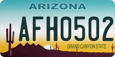 AZ license plate AFH0502